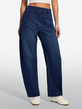 IUGA FlexDenim® Soft Pull-On Barrel-Leg Stretch Denim Pants With 4 Pockets