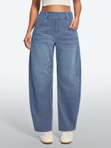 IUGA FlexDenim® Soft Pull-On Barrel-Leg Stretch Denim Pants With 4 Pockets