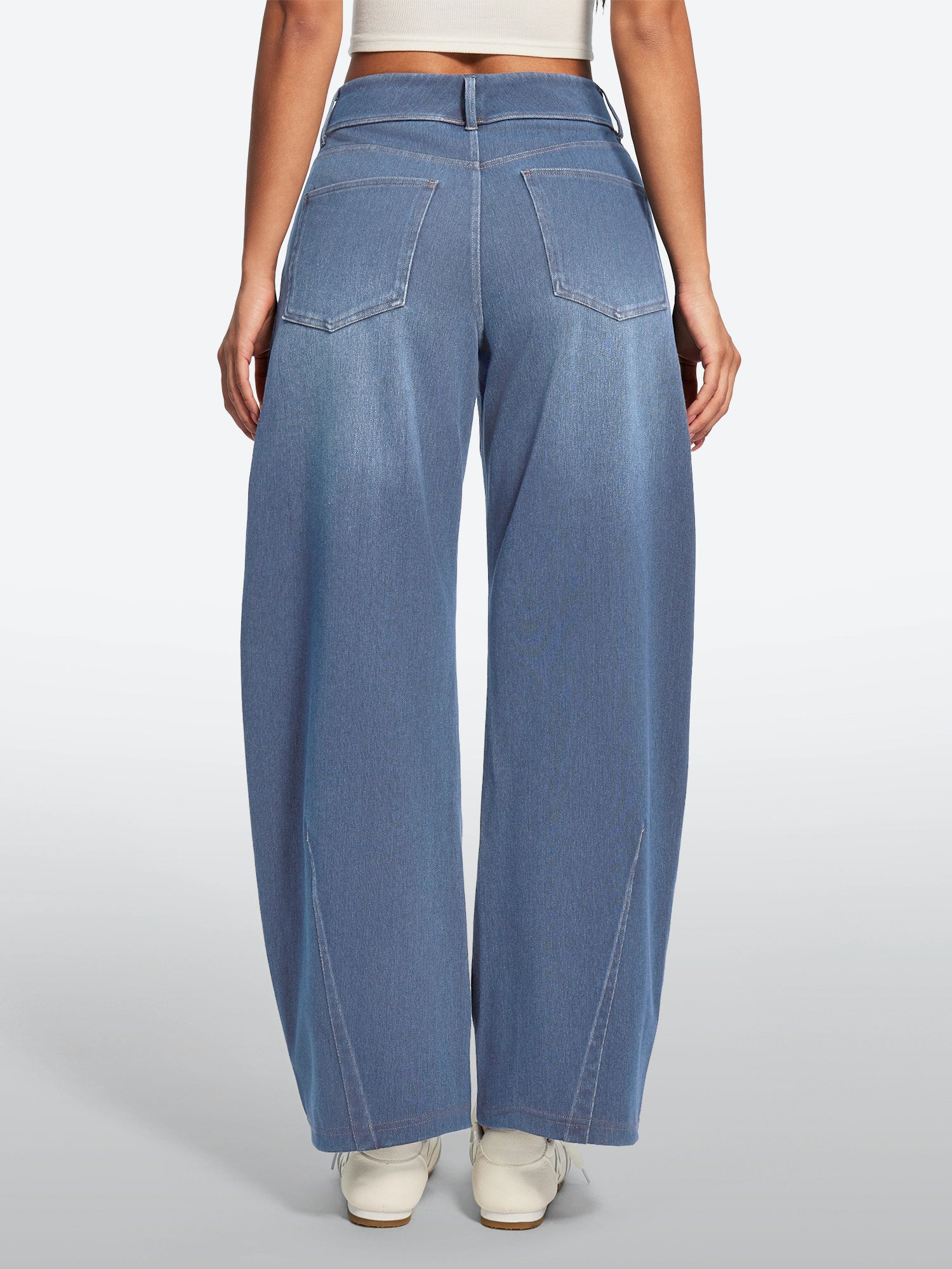 IUGA FlexDenim® Soft Pull-On Barrel-Leg Stretch Denim Pants With 4 Pockets