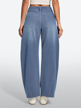 IUGA FlexDenim® Soft Pull-On Barrel-Leg Stretch Denim Pants With 4 Pockets