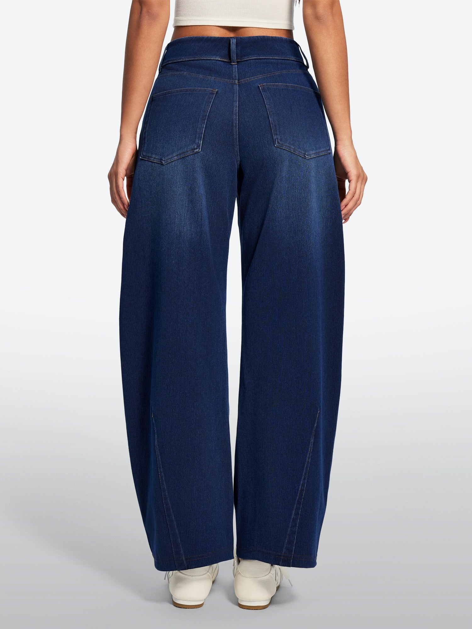 IUGA FlexDenim® Soft Pull-On Barrel-Leg Stretch Denim Pants With 4 Pockets