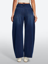 IUGA FlexDenim® Soft Pull-On Barrel-Leg Stretch Denim Pants With 4 Pockets