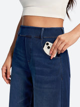 IUGA FlexDenim® Soft Pull-On Barrel-Leg Stretch Denim Pants With 4 Pockets
