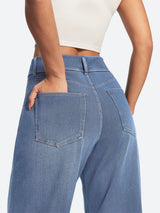 IUGA FlexDenim® Soft Pull-On Barrel-Leg Stretch Denim Pants With 4 Pockets