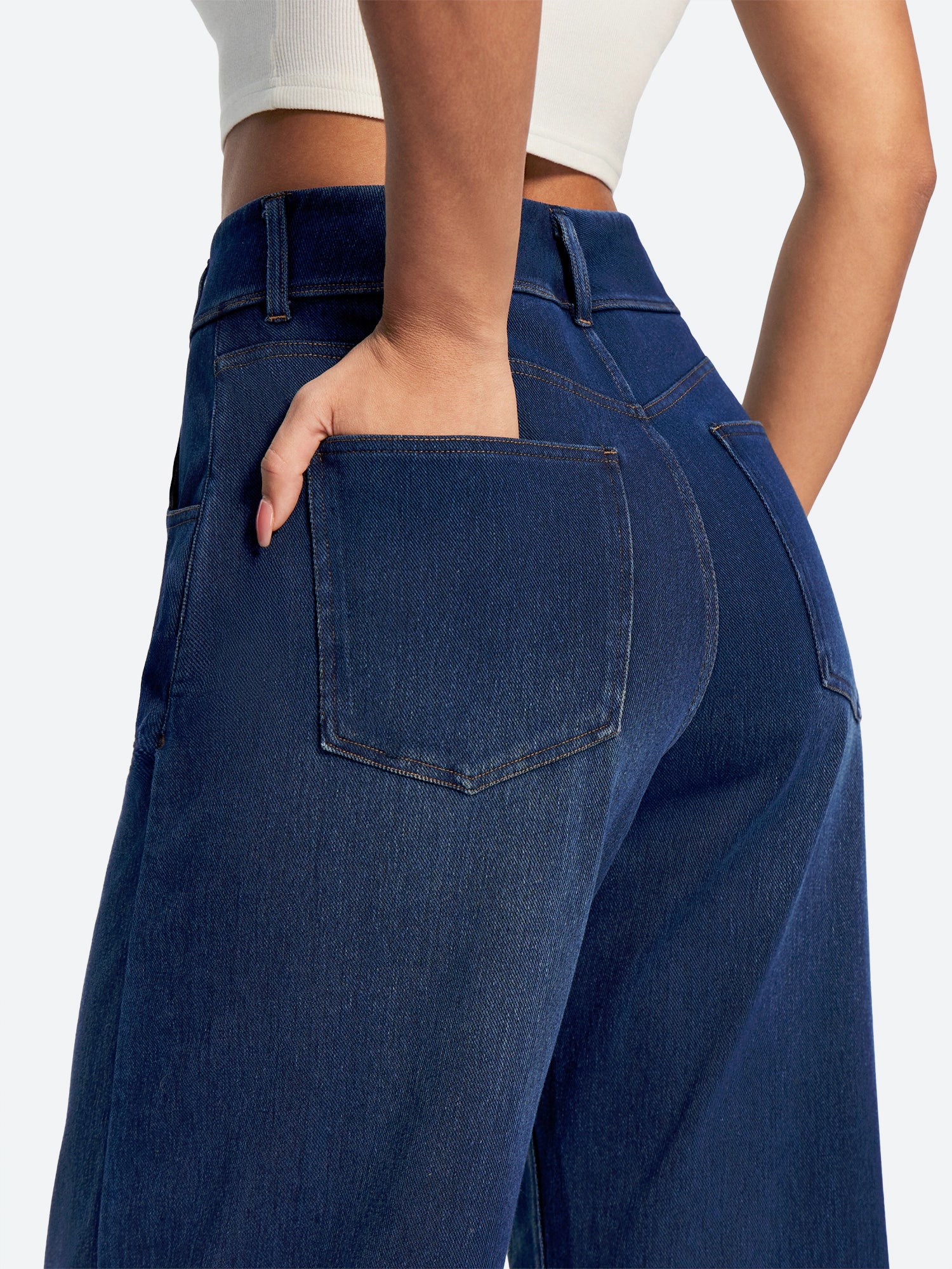 IUGA FlexDenim® Soft Pull-On Barrel-Leg Stretch Denim Pants With 4 Pockets