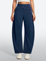 IUGA FlexDenim® Soft Pull-On Barrel-Leg Stretch Denim Pants With 4 Pockets