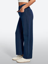 IUGA FlexDenim® Soft Pull-On Barrel-Leg Stretch Denim Pants With 4 Pockets
