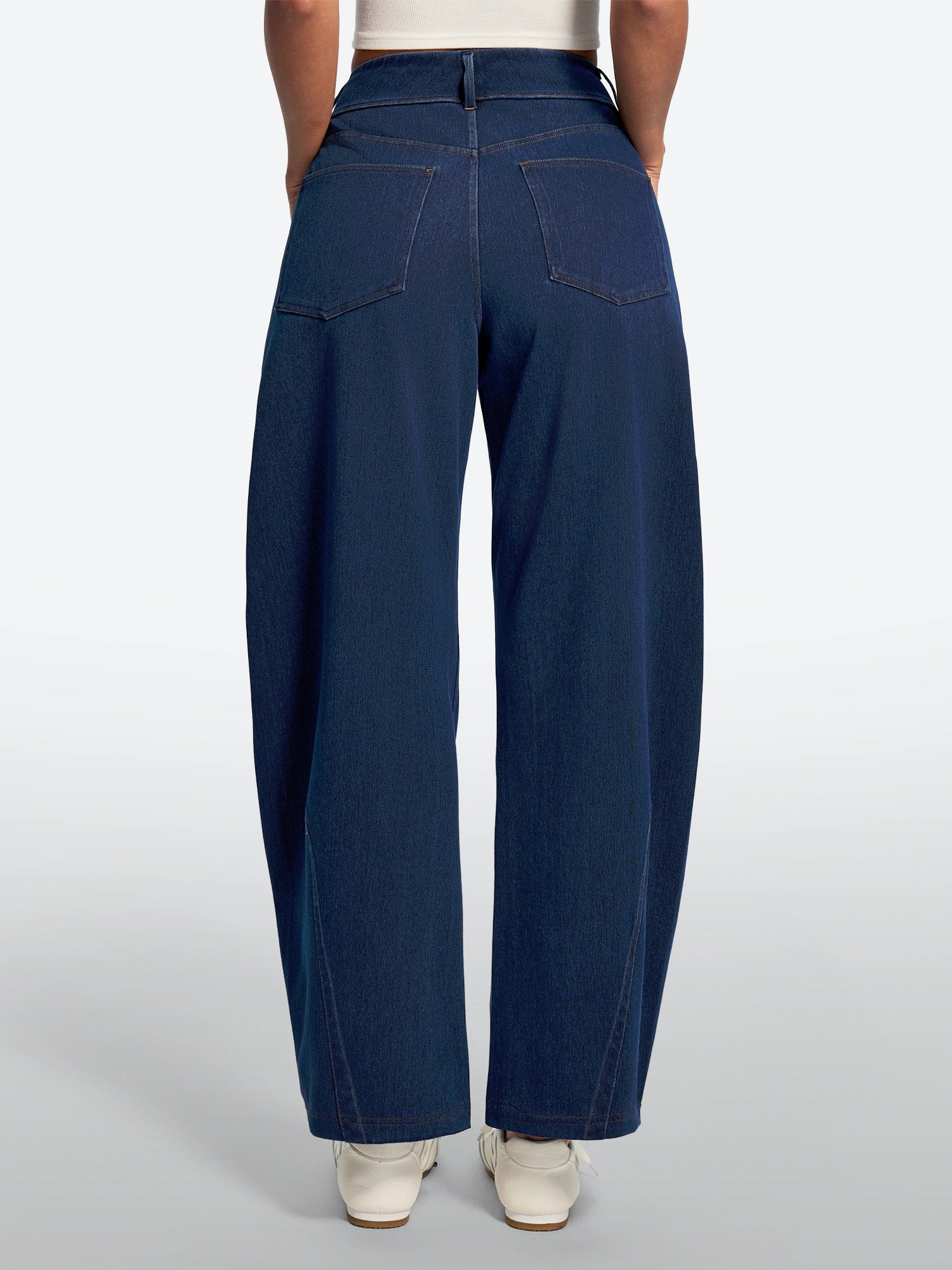 IUGA FlexDenim® Soft Pull-On Barrel-Leg Stretch Denim Pants With 4 Pockets