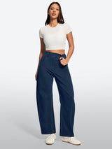 IUGA FlexDenim® Soft Pull-On Barrel-Leg Stretch Denim Pants With 4 Pockets