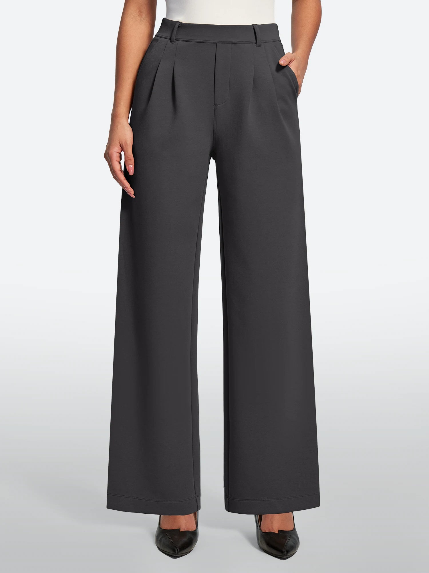 IUGA Wide-Leg Drapey Stretch Work Pants With Pockets | Affordable Yoga Leggings & Activewear by IUGA