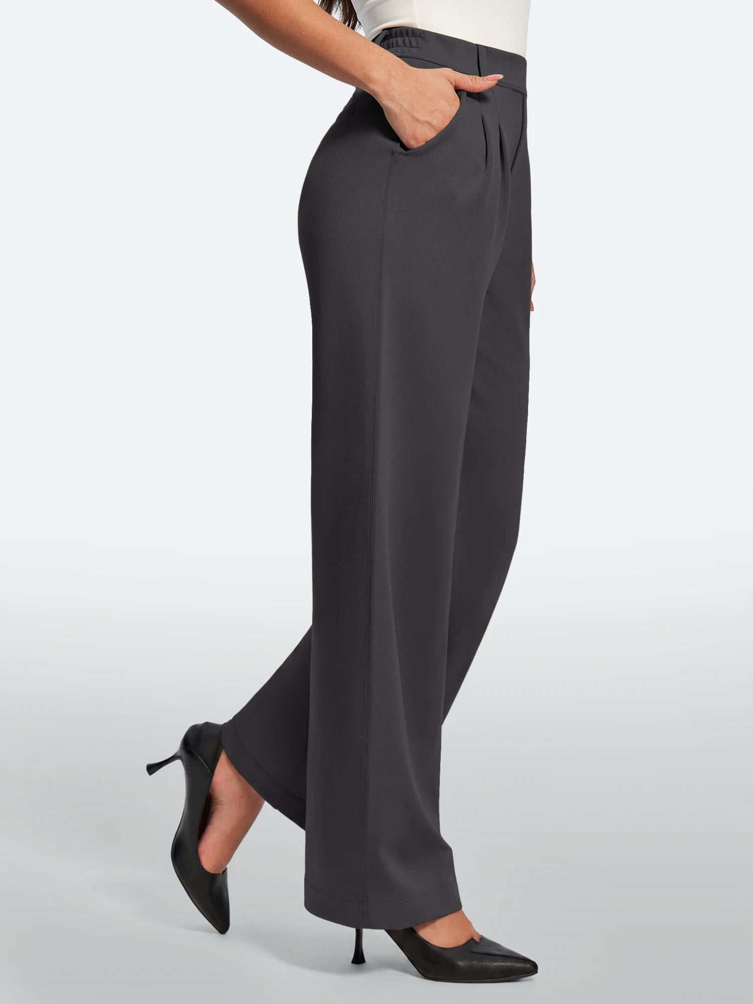 IUGA Wide-Leg Drapey Stretch Work Pants With Pockets | Affordable Yoga Leggings & Activewear by IUGA