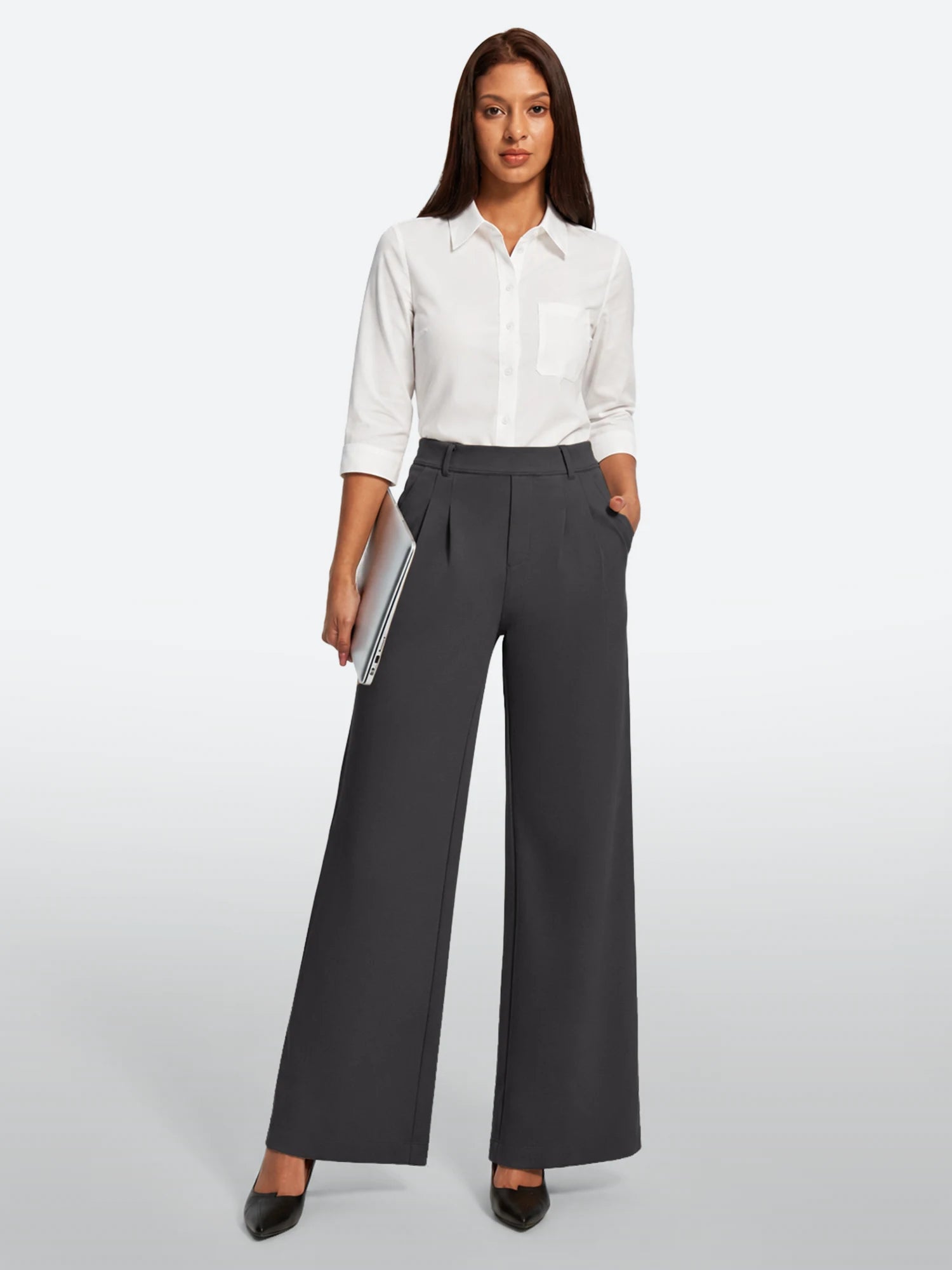 IUGA Wide-Leg Drapey Stretch Work Pants With Pockets | Affordable Yoga Leggings & Activewear by IUGA