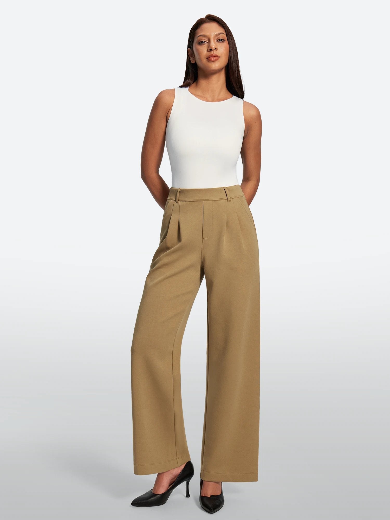 IUGA Wide-Leg Drapey Stretch Work Pants With Pockets | Affordable Yoga Leggings & Activewear by IUGA