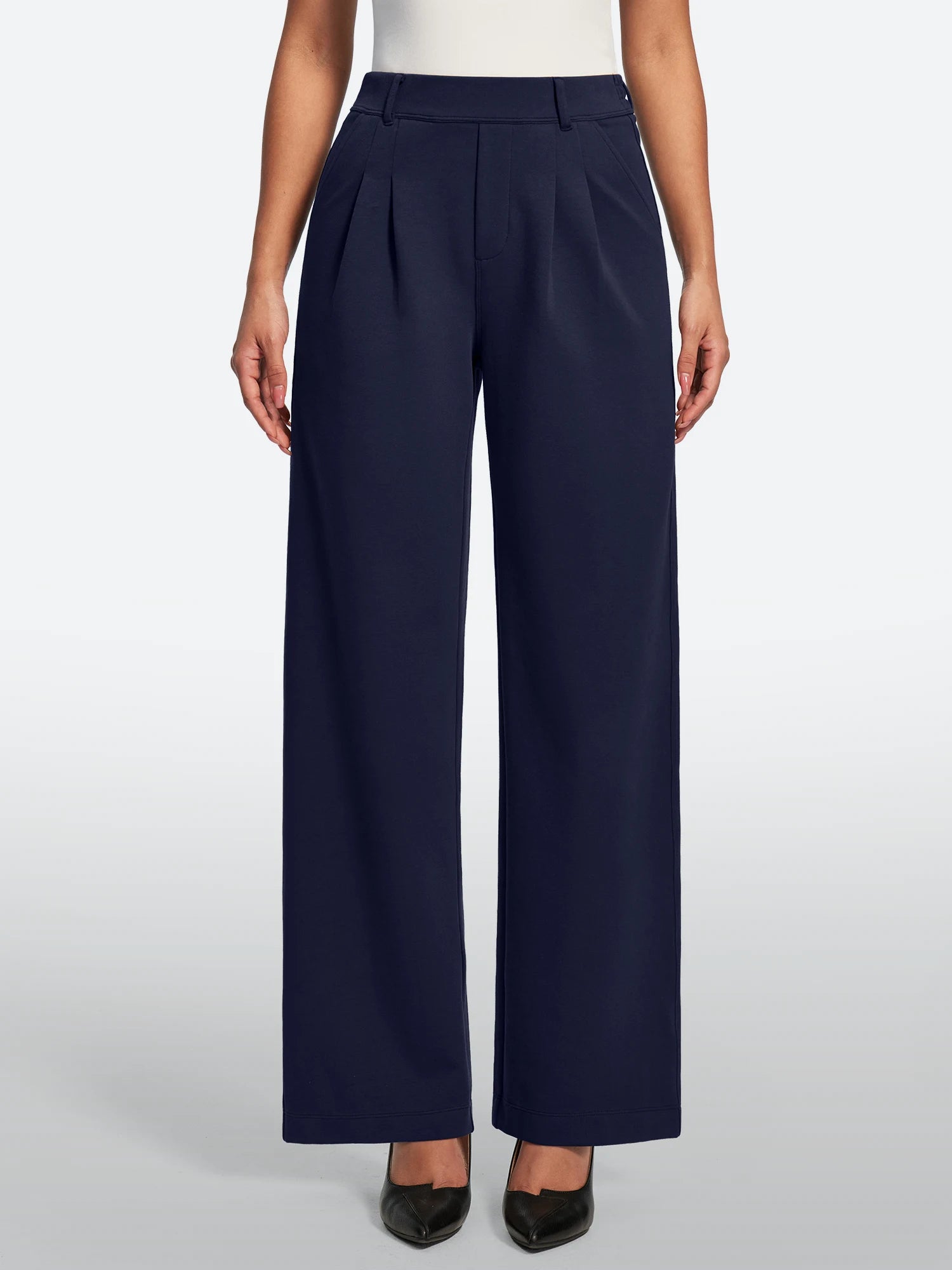 IUGA Wide-Leg Drapey Stretch Work Pants With Pockets | Affordable Yoga Leggings & Activewear by IUGA
