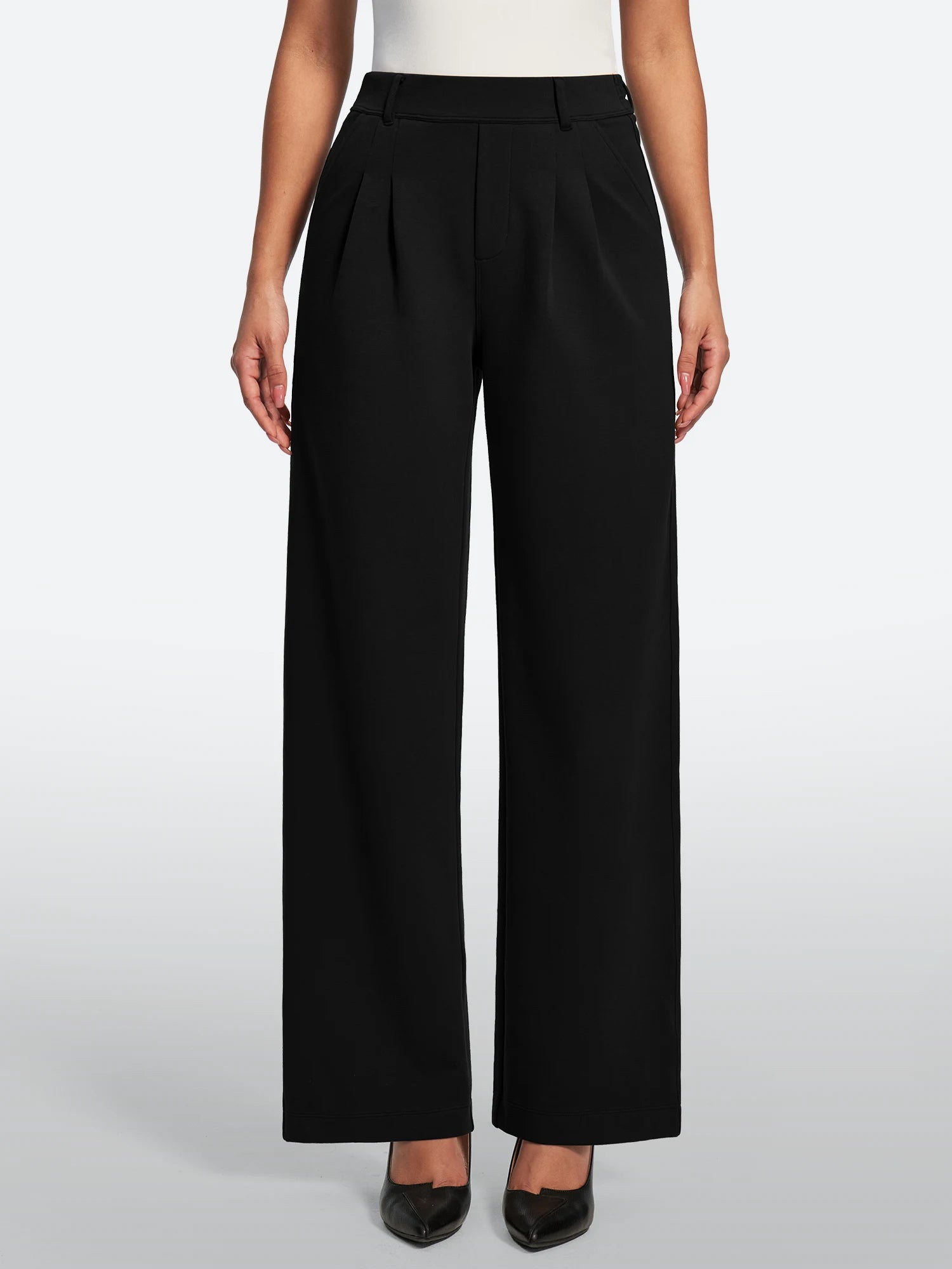 IUGA Wide-Leg Drapey Stretch Work Pants With Pockets | Affordable Yoga Leggings & Activewear by IUGA