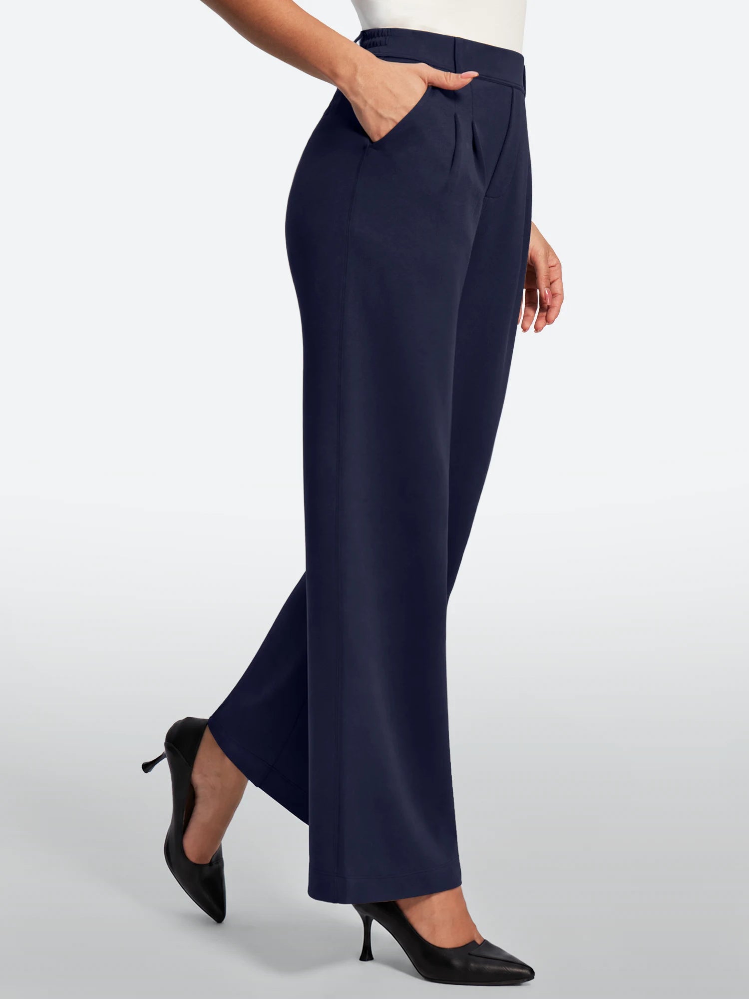IUGA Wide-Leg Drapey Stretch Work Pants With Pockets | Affordable Yoga Leggings & Activewear by IUGA