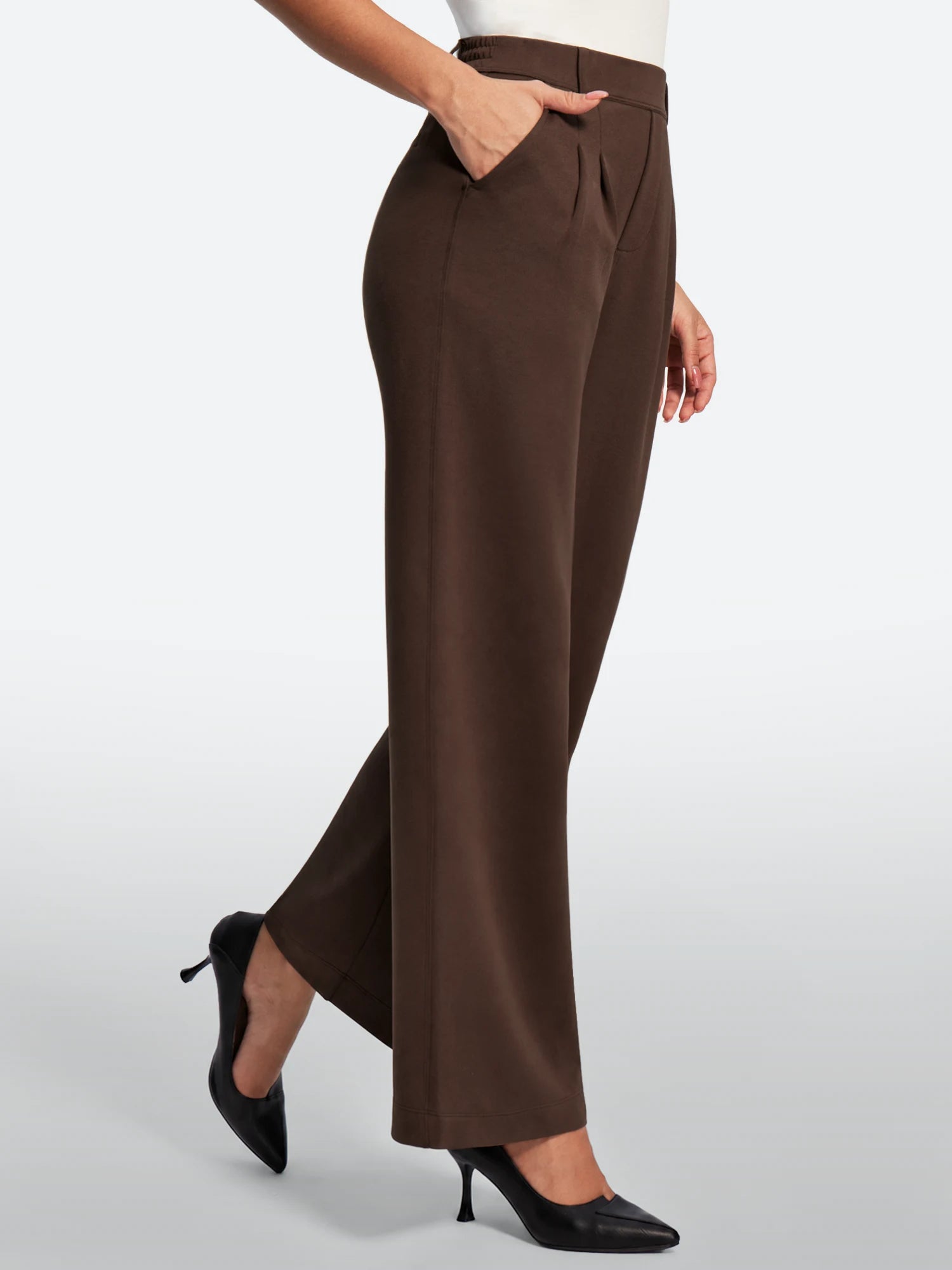 IUGA Wide-Leg Drapey Stretch Work Pants With Pockets | Affordable Yoga Leggings & Activewear by IUGA