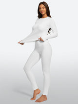 IUGA Women’s Thermal Fleece Set Stretch Base Layer With Thumbholes