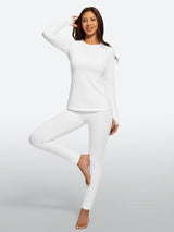 IUGA Women’s Thermal Fleece Set Stretch Base Layer With Thumbholes
