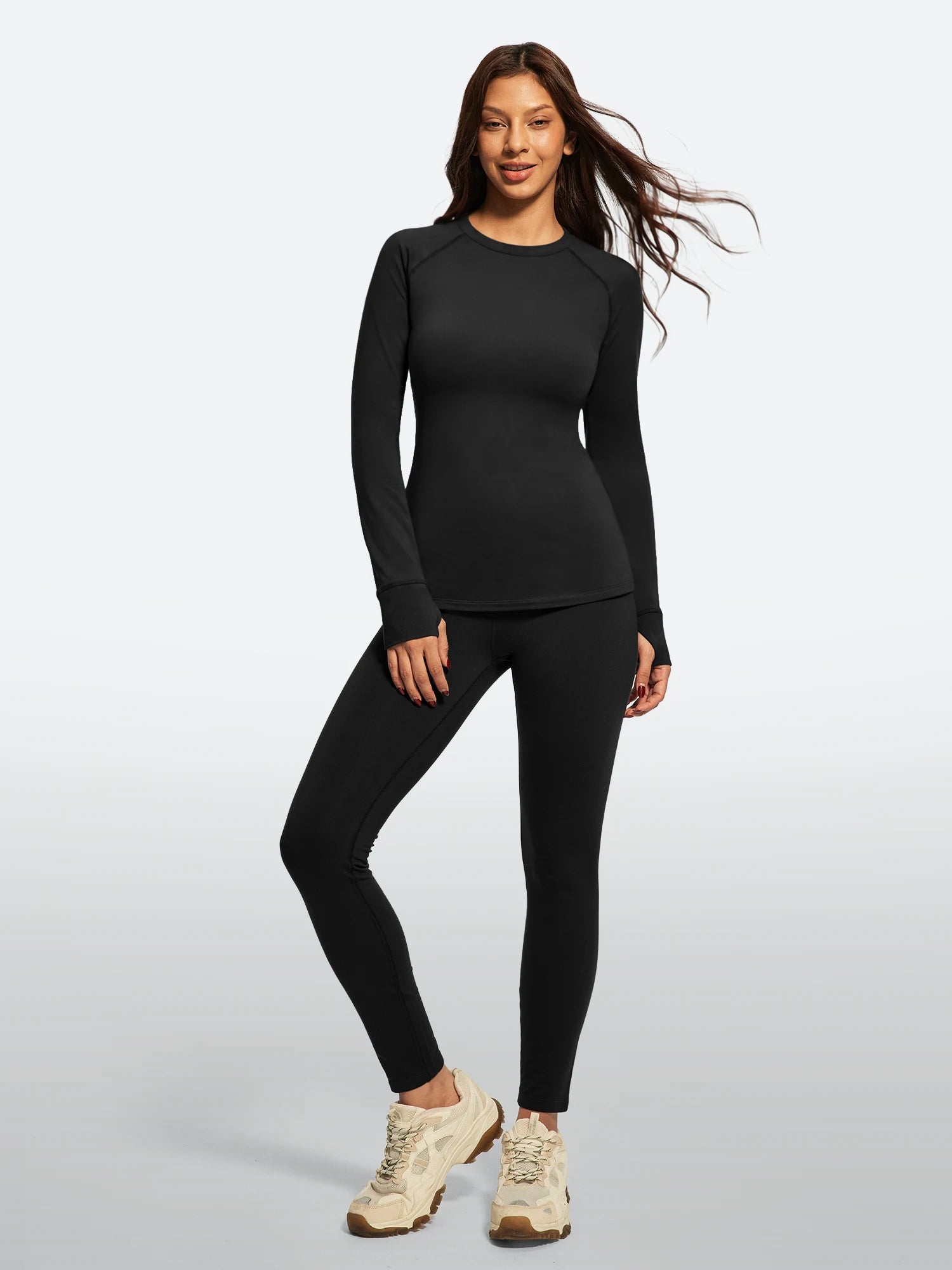 IUGA Women’s Thermal Fleece Set Stretch Base Layer With Thumbholes