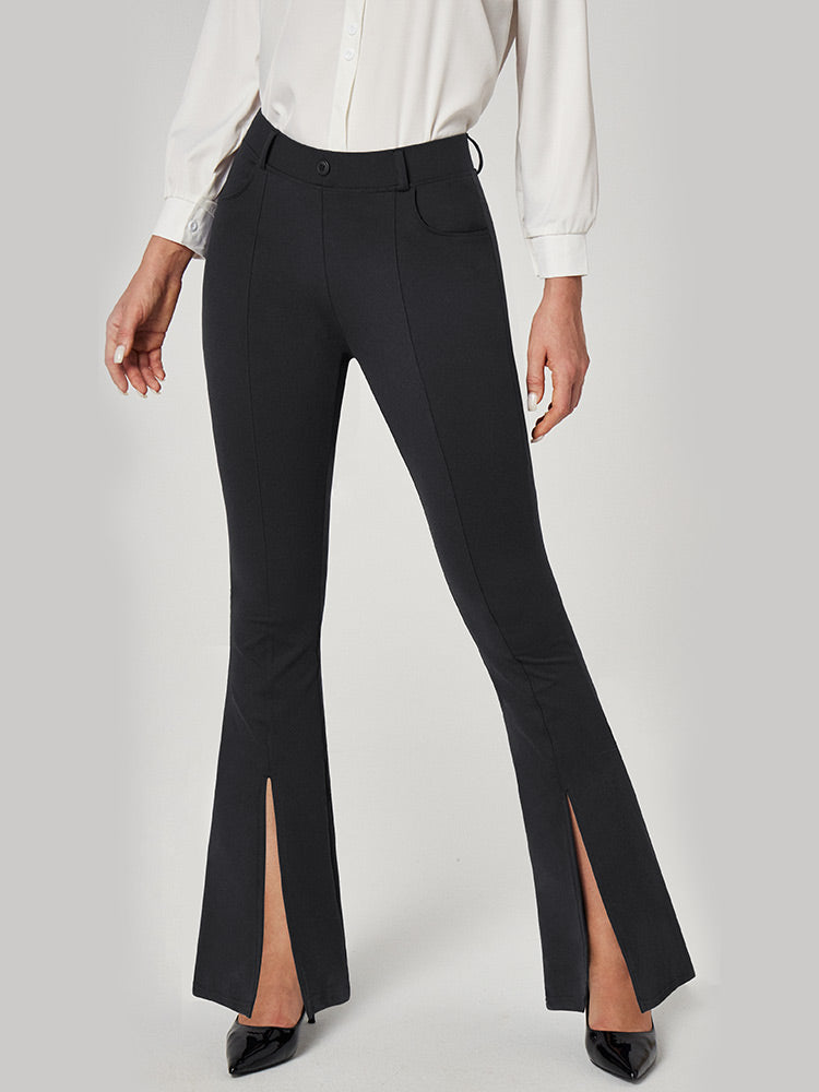 IUGA Split Front Flare Leg Work Pants with Pockets
