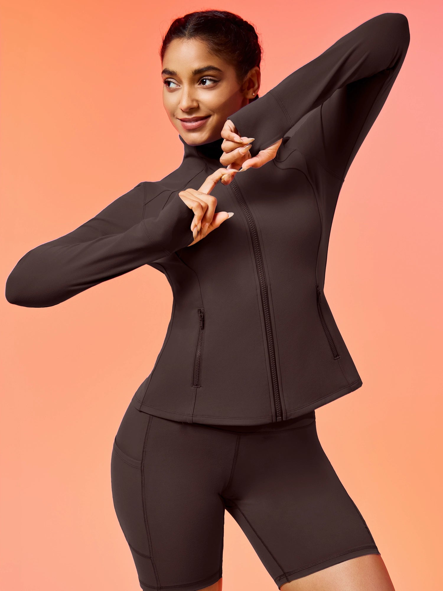 IUGA FlexTight Full Zip Lightweight Running Track Jacket With Thumbholes