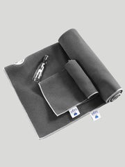 IUGA Microfiber Yoga Towel With Corner Pockets & Hand Towel 2 In 1 Set gray