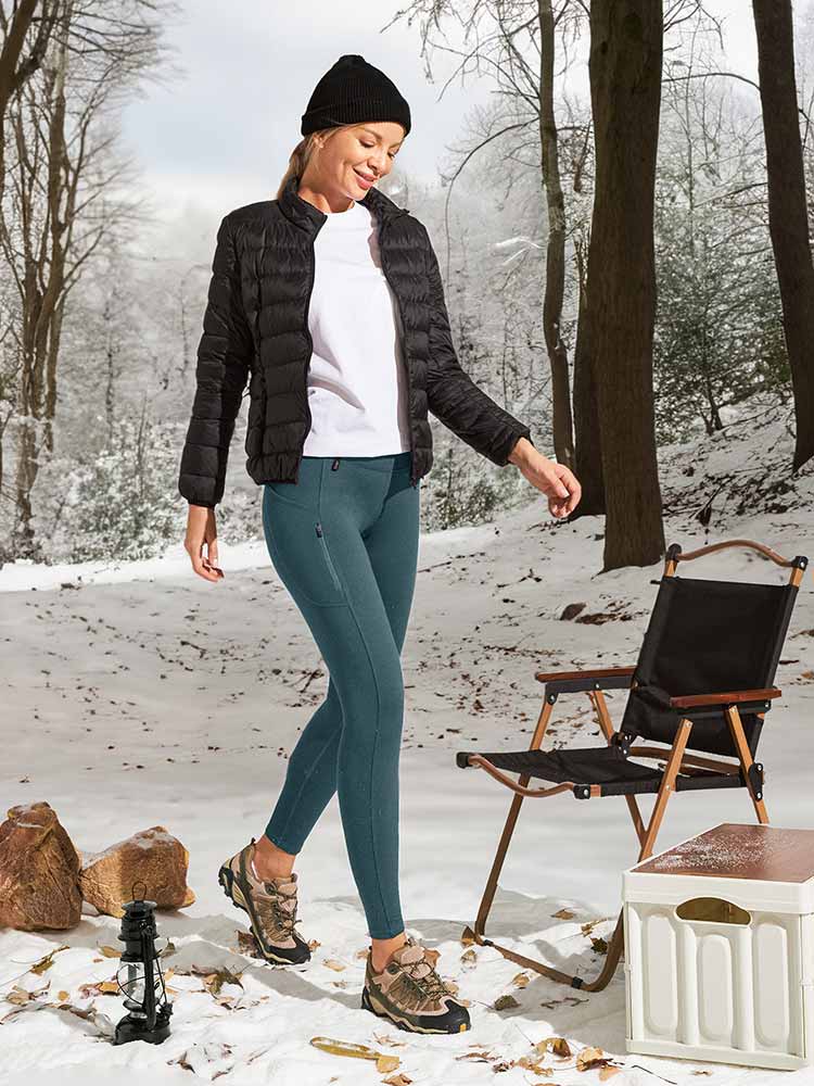 IUGA Fleece Lined Water Resistant Leggings with Pockets