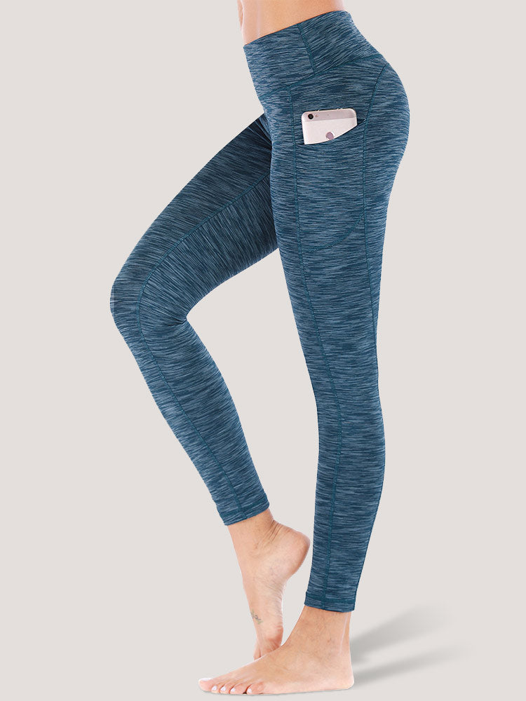 IUGA High Waist Space Dye Leggings With Pockets space dye light blue
