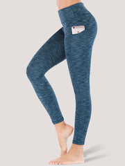 IUGA High Waist Space Dye Leggings With Pockets space dye light blue