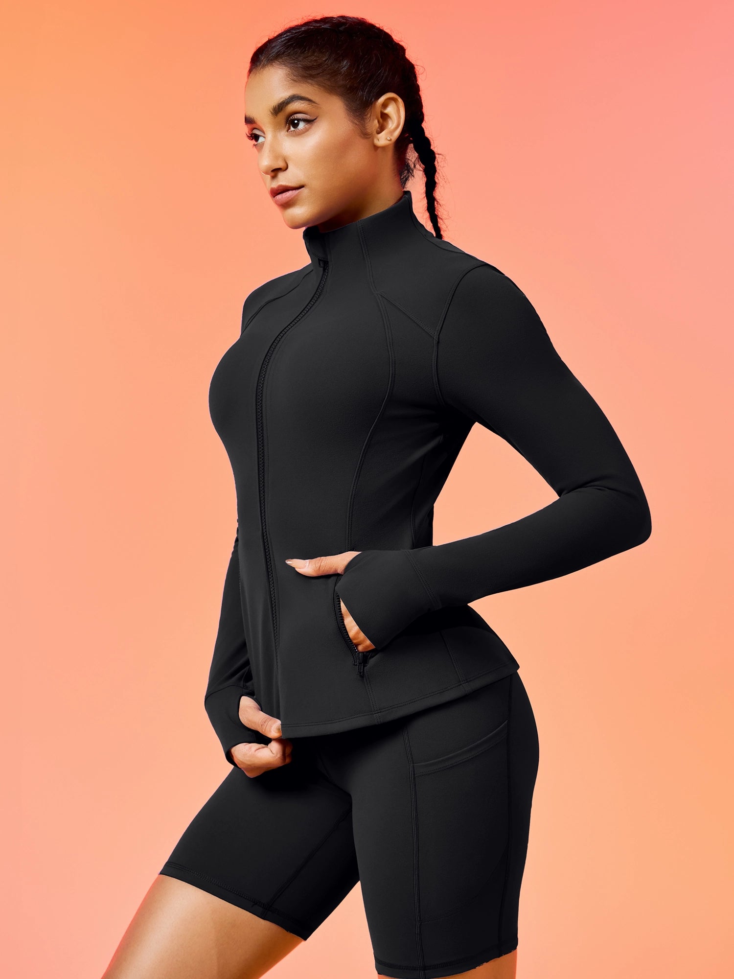 IUGA FlexTight Full Zip Lightweight Running Track Jacket With Thumbholes