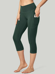 IUGA Women's High Waisted Yoga Capris With Pockets dark green