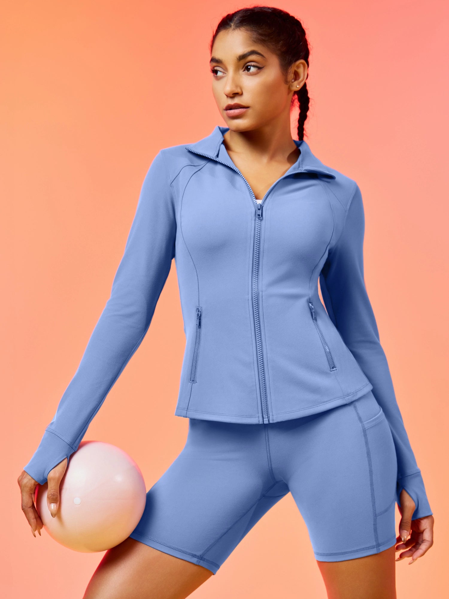 IUGA FlexTight Full Zip Lightweight Running Track Jacket With Thumbholes