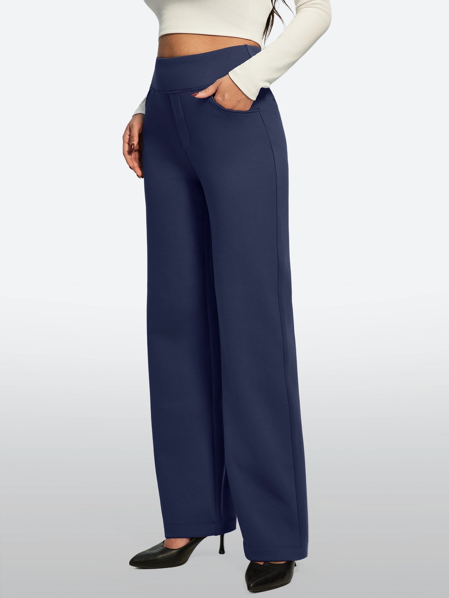 IUGA Fleece Lined Wide Leg Yoga Pants With Pockets | Affordable Yoga Leggings & Activewear by IUGA