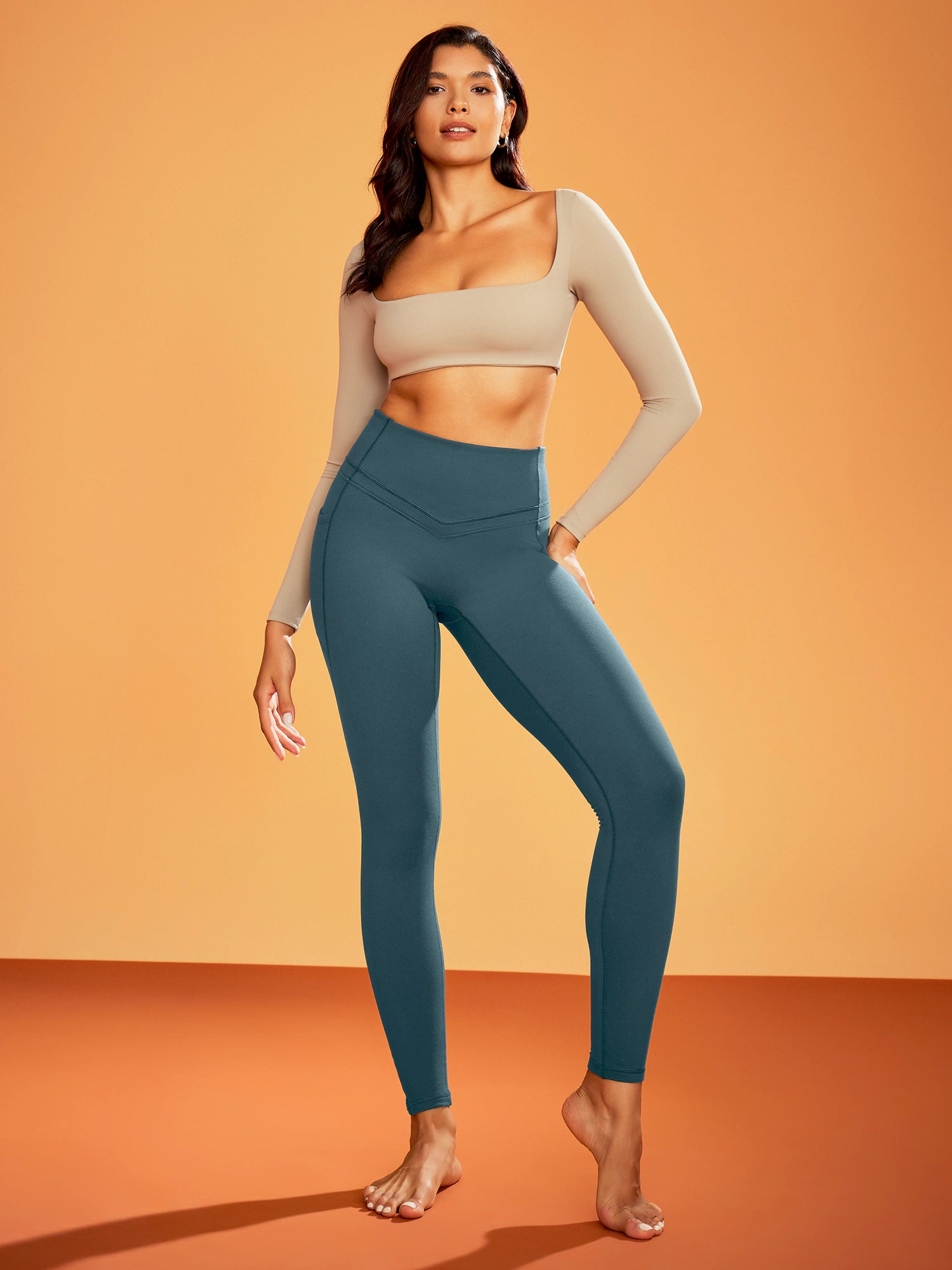 IUGA Heatlab® Sandwich Waistband Fleece Lined No Front Seam Leggings