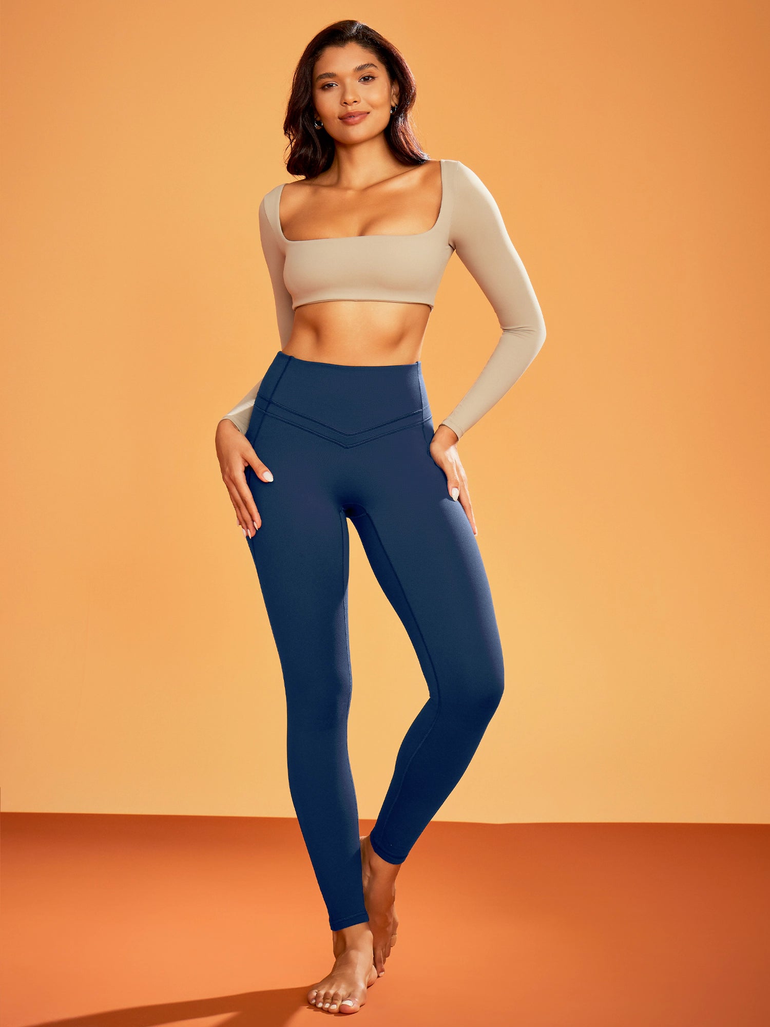 IUGA Heatlab® Sandwich Waistband Fleece Lined No Front Seam Leggings