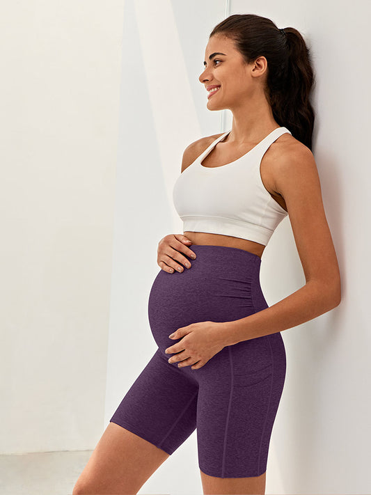 IUGA Maternity Shorts Over The Belly With Pockets-Purple