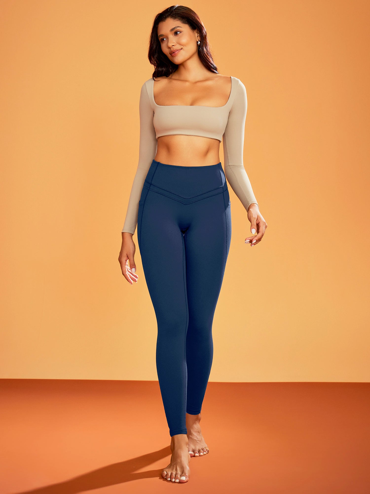 IUGA Heatlab® Sandwich Waistband Fleece Lined No Front Seam Leggings