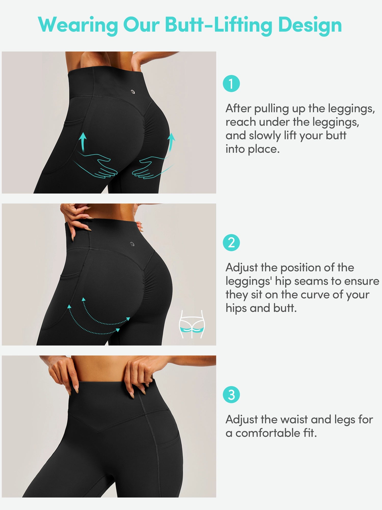 IUGA PowerTight Butt Lifting No Front Seam Leggings With Pockets - IUGA