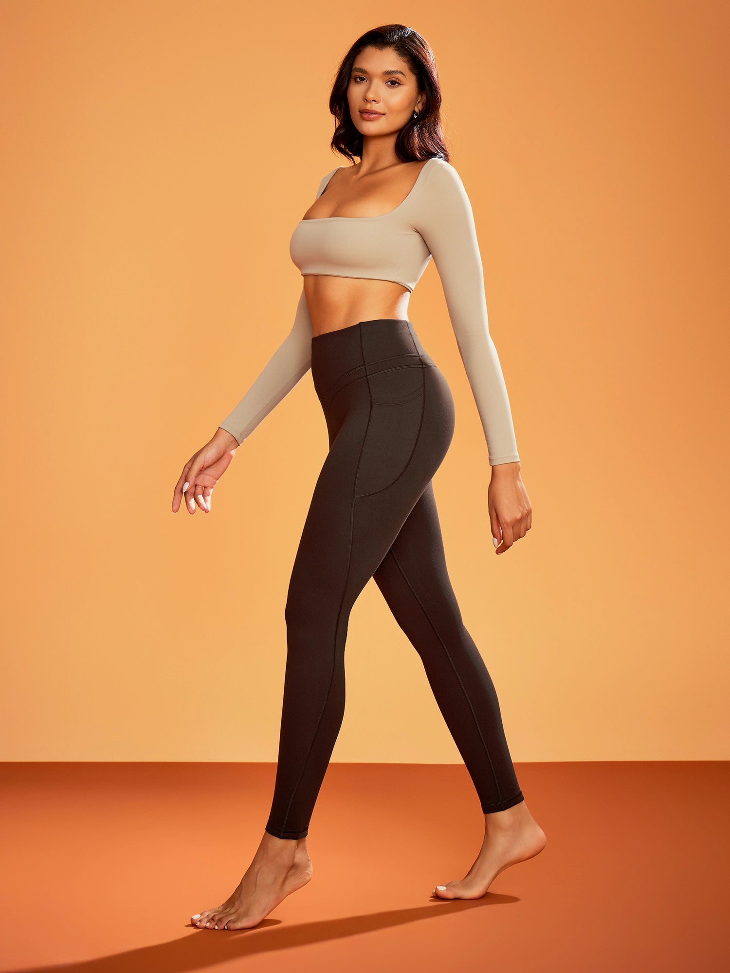 IUGA Heatlab® Sandwich Waistband Fleece Lined No Front Seam Leggings