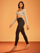IUGA Heatlab® Sandwich Waistband Fleece Lined No Front Seam Leggings