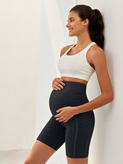 IUGA Maternity Shorts Over The Belly With Pockets-Charcoal