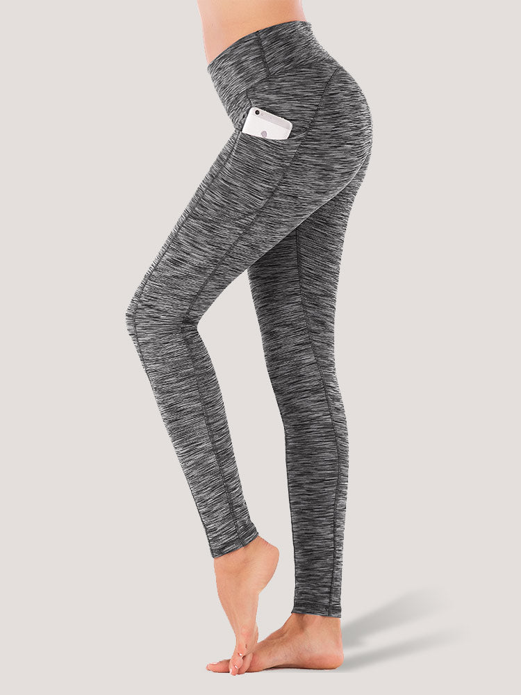IUGA High Waist Space Dye Leggings With Pockets space dye gray
