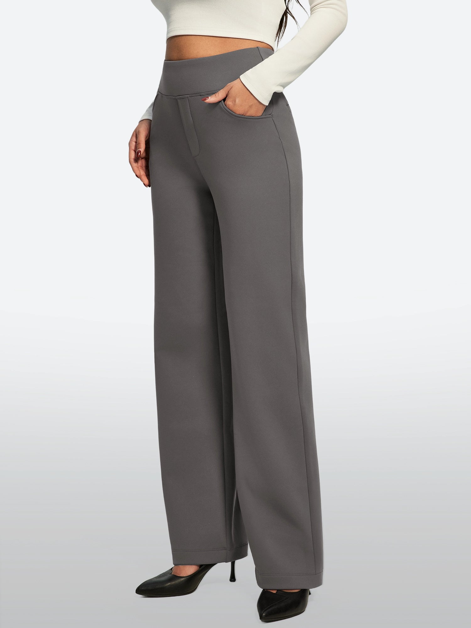 IUGA Fleece Lined Wide Leg Yoga Pants With Pockets | Affordable Yoga Leggings & Activewear by IUGA