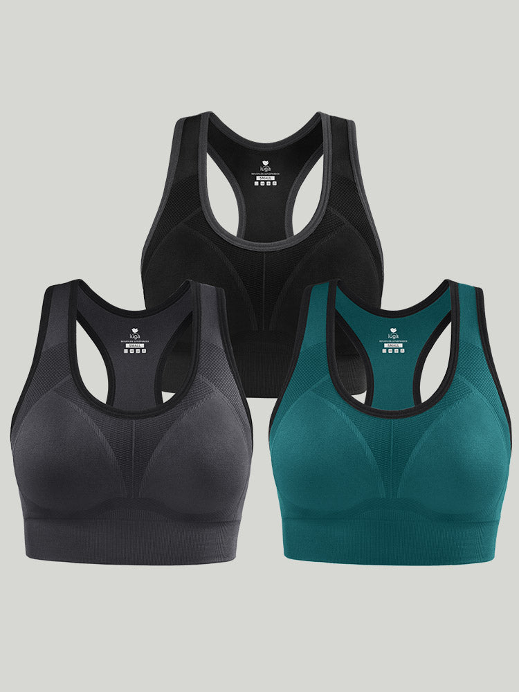 Women Racerback Sports Bras High Impact Workout Yoga Gym Fitness Bra