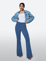 IUGA FlexDenim™ High Waisted Stretchy Pull On Flare Jeans - IUGA