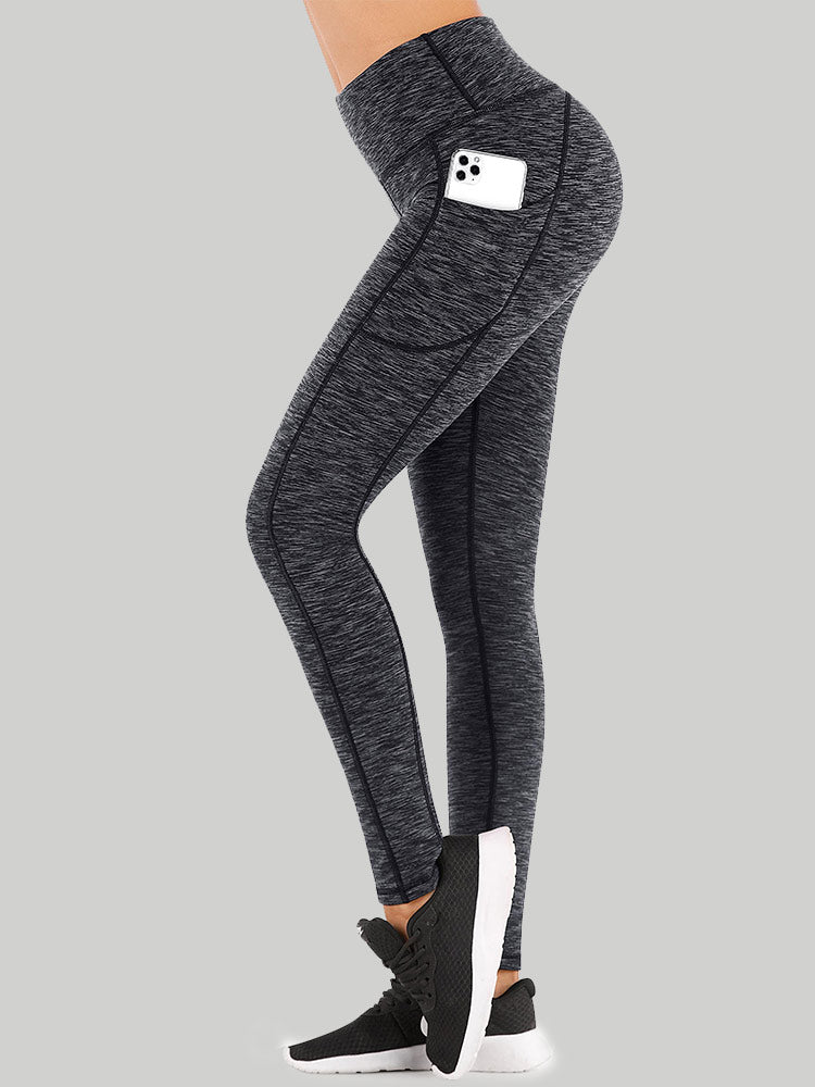 IUGA HeatLAB™ Fleece Lined Leggings With Pockets - Space Dye Gray / XS