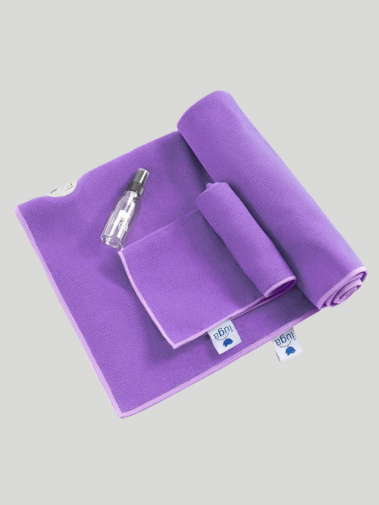 IUGA Microfiber Yoga Towel With Corner Pockets & Hand Towel 2 In 1 Set purple