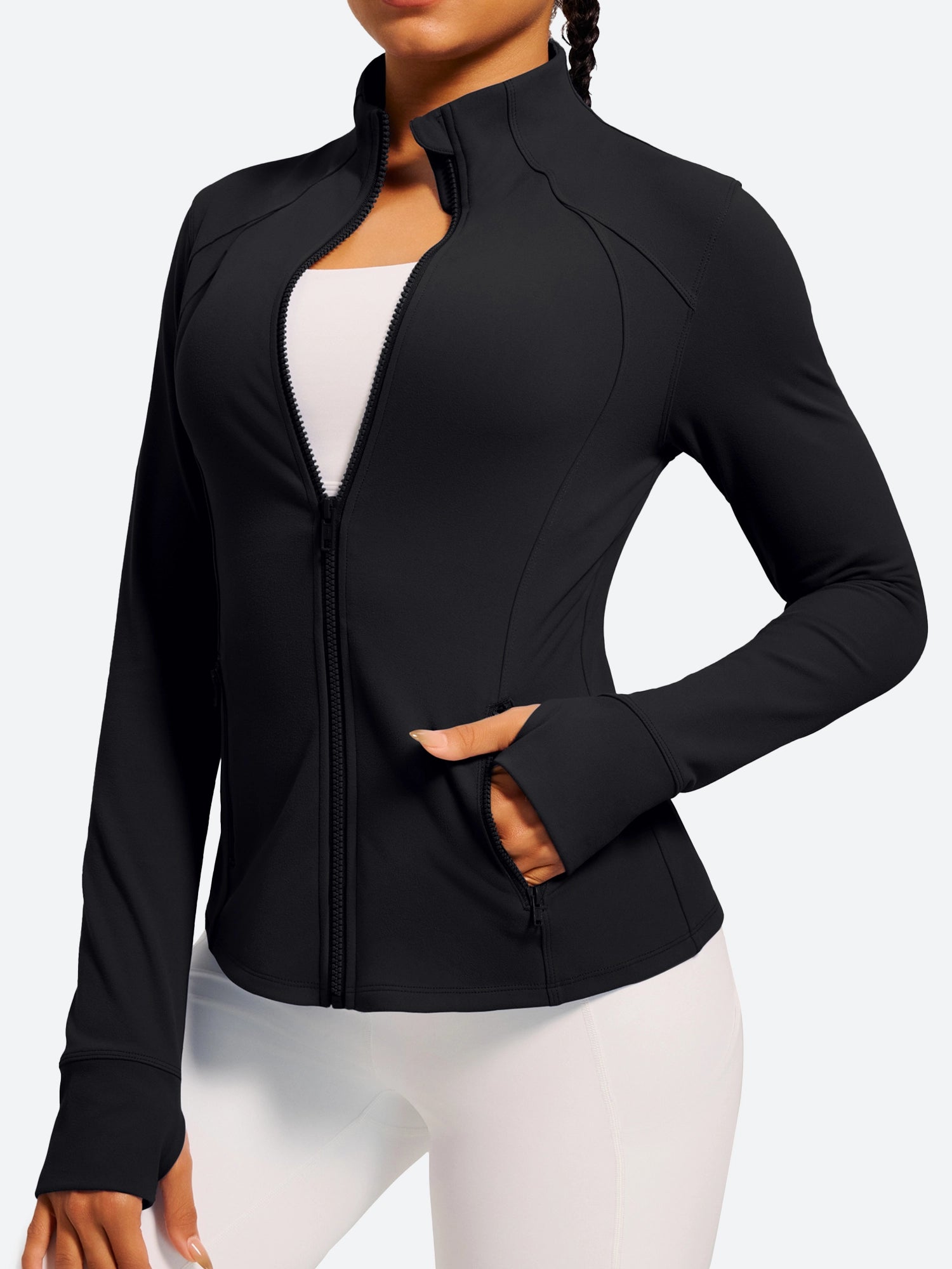 IUGA FlexTight Full Zip Lightweight Running Track Jacket With Thumbholes