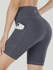 IUGA 6" High Waist Biker Shorts With Pockets gray